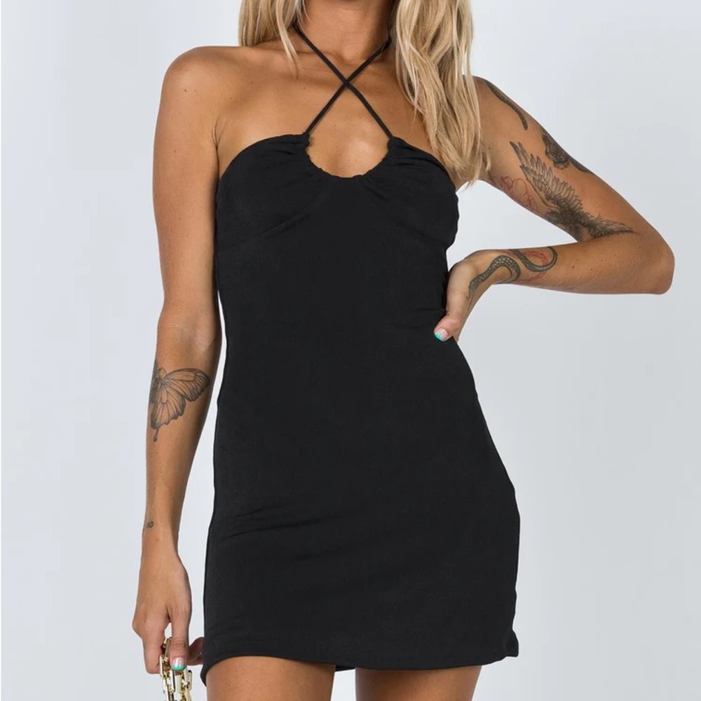 Princess Polly black halter bodycon mini dress size 4